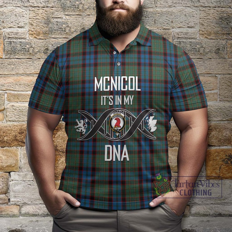 McNicol Hunting Tartan Polo Shirt with Family Crest DNA In Me Style