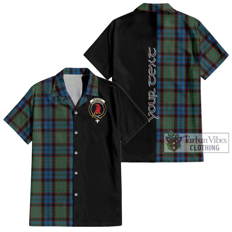 McNicol Hunting Tartan Short Sleeve Button Shirt with Family Crest and Half Of Me Style