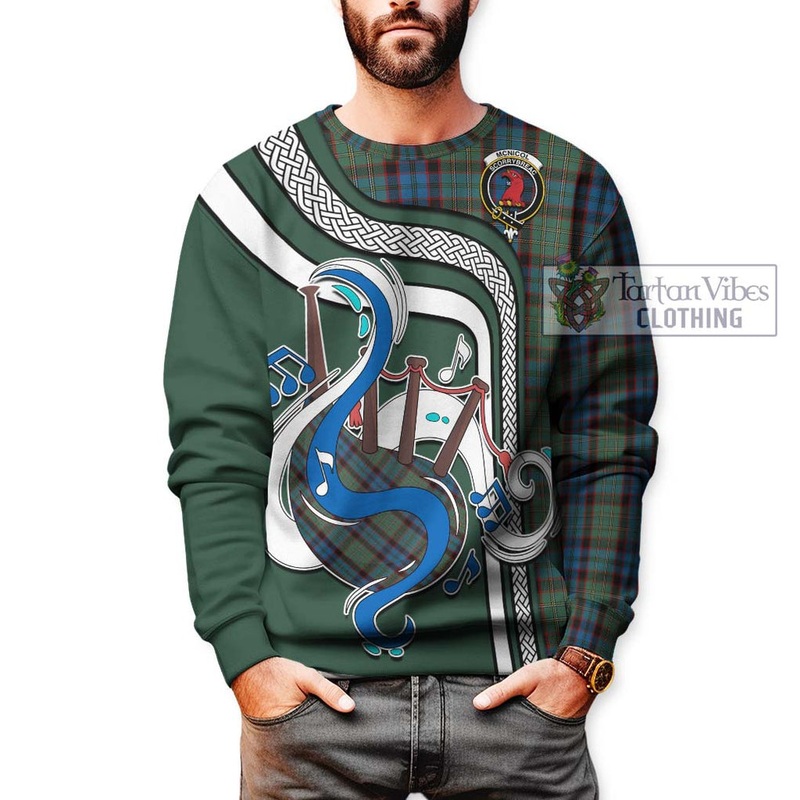 McNicol Hunting Tartan Sweatshirt with Epic Bagpipe Style