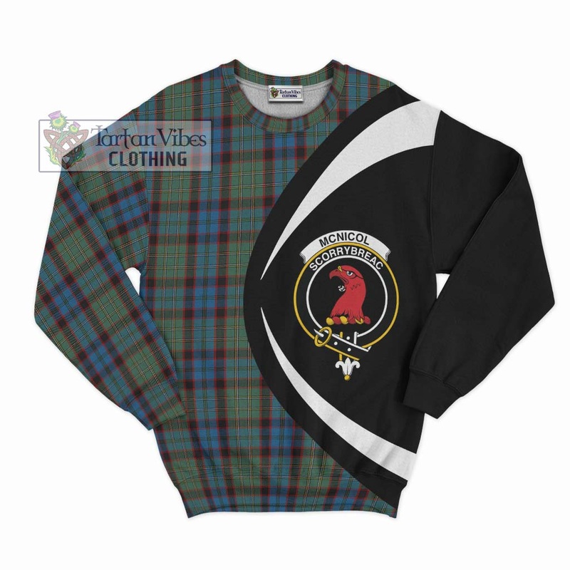 McNicol Hunting Tartan Sweatshirt with Family Crest Circle Style