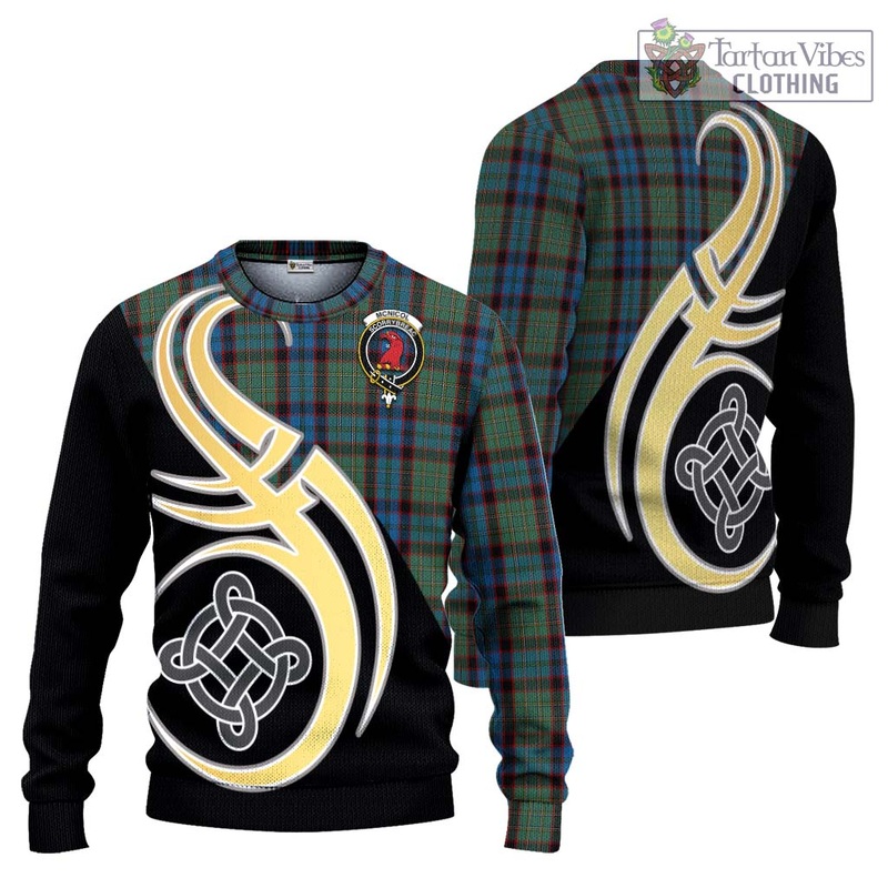 McNicol Hunting Tartan Ugly Sweater with Family Crest and Celtic Symbol Style