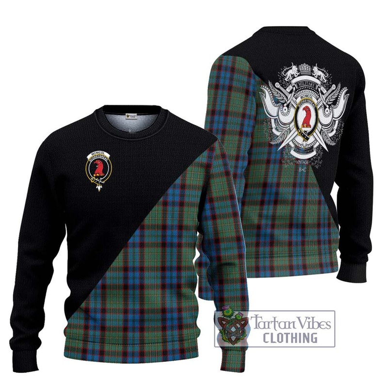 McNicol Hunting Tartan Ugly Sweater with Family Crest and Military Logo Style