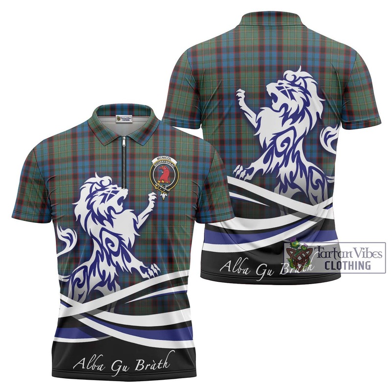 McNicol Hunting Tartan Zipper Polo Shirt with Alba Gu Brath Regal Lion Emblem