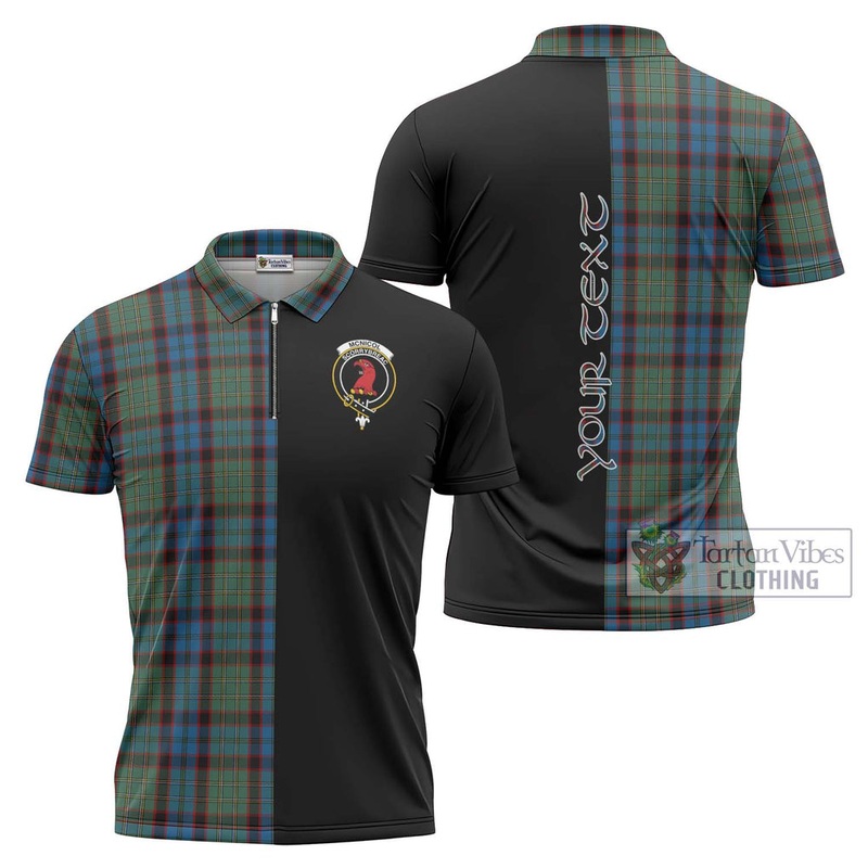 McNicol Hunting Tartan Zipper Polo Shirt with Family Crest and Half Of Me Style