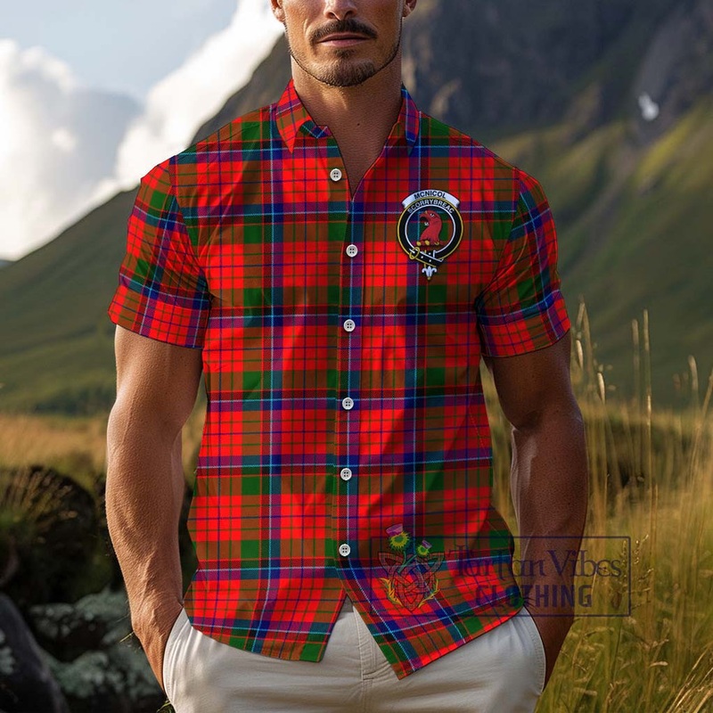 McNicol of Scorrybreac Tartan Cotton Hawaiian Shirt with Family Crest