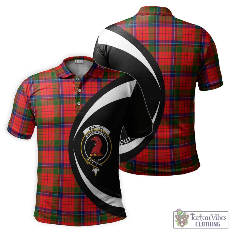 McNicol of Scorrybreac Tartan Men's Polo Shirt with Family Crest Circle Style