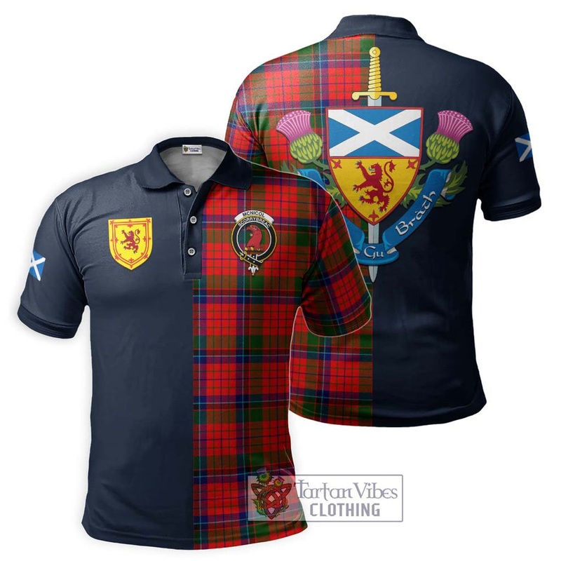 McNicol of Scorrybreac Tartan Polo Shirt Alba with Scottish Lion Royal Arm Half Style