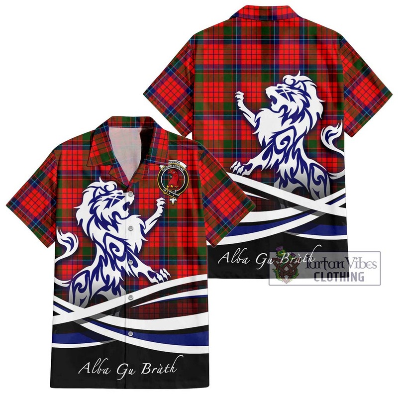 McNicol of Scorrybreac Tartan Short Sleeve Button Shirt with Alba Gu Brath Regal Lion Emblem