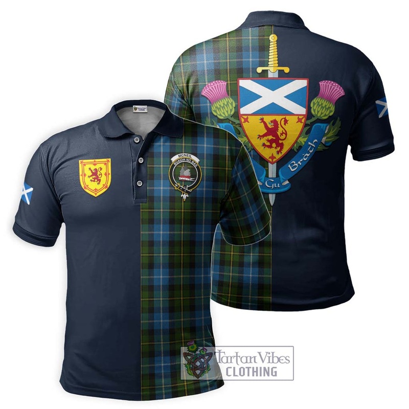 McNeil of Barra Tartan Polo Shirt Alba with Scottish Lion Royal Arm Half Style