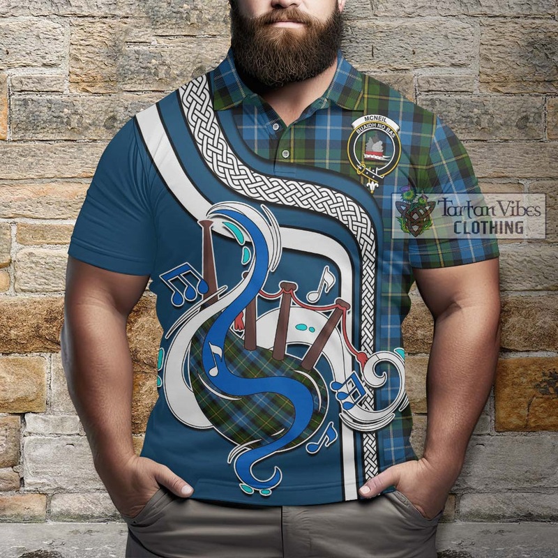 McNeil of Barra Tartan Polo Shirt with Epic Bagpipe Style