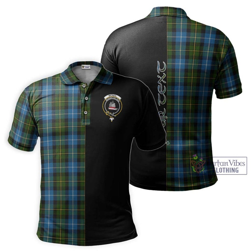 McNeil of Barra Tartan Polo Shirt with Family Crest and Half Of Me Style