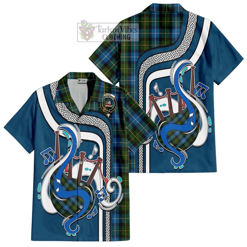 McNeil of Barra Tartan Short Sleeve Button Shirt with Epic Bagpipe Style