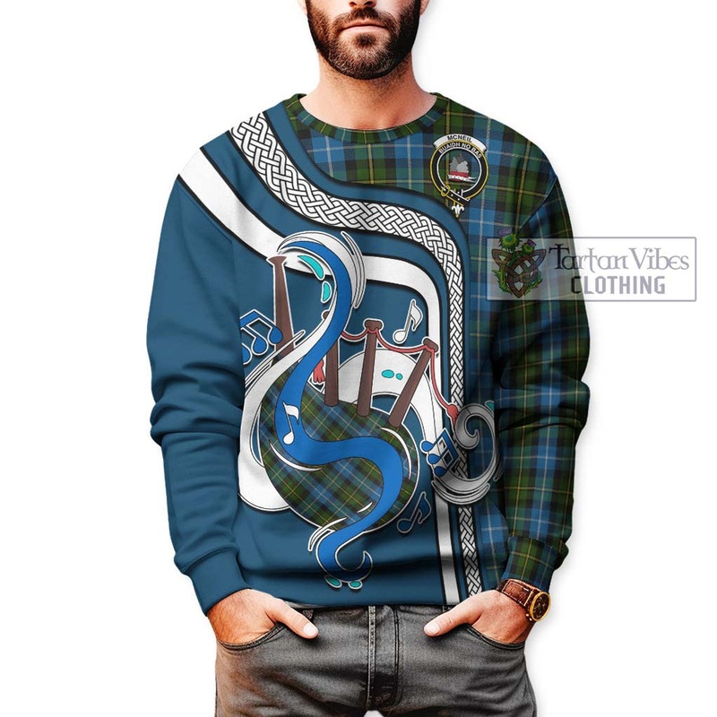 McNeil of Barra Tartan Sweatshirt with Epic Bagpipe Style