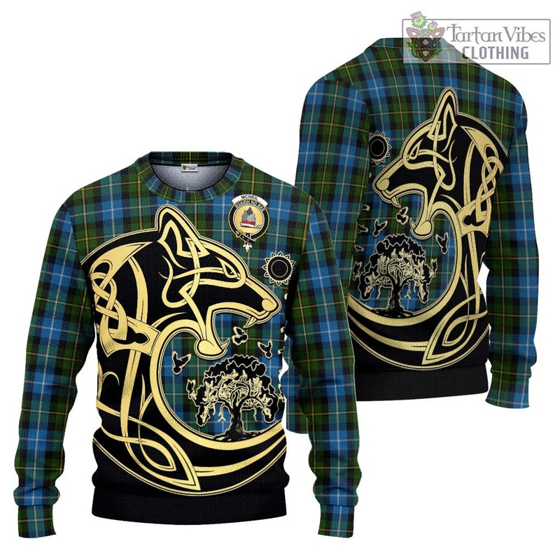 McNeil of Barra Tartan Ugly Sweater with Family Crest Celtic Wolf Style