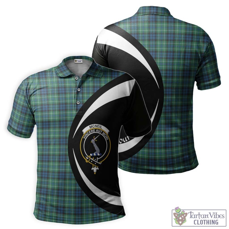 McNeil of Colonsay Ancient Tartan Men's Polo Shirt with Family Crest Circle Style