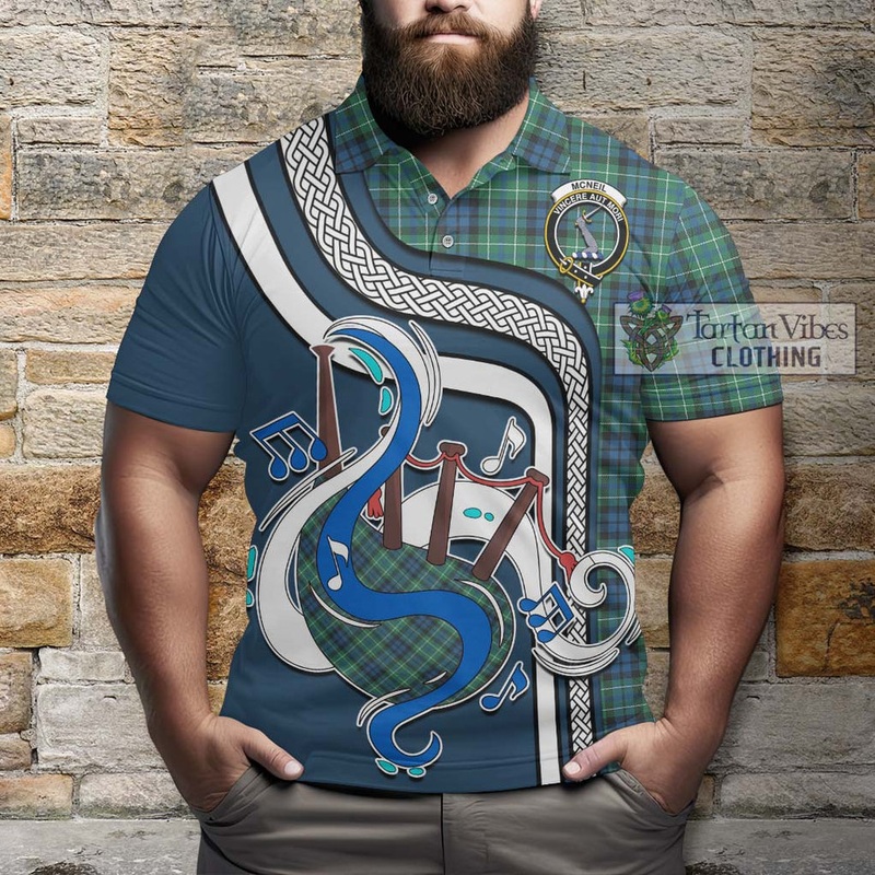 McNeil of Colonsay Ancient Tartan Polo Shirt with Epic Bagpipe Style