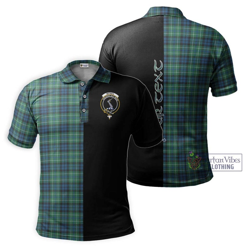 McNeil of Colonsay Ancient Tartan Polo Shirt with Family Crest and Half Of Me Style