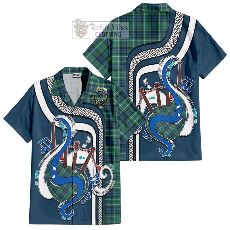 McNeil of Colonsay Ancient Tartan Short Sleeve Button Shirt with Epic Bagpipe Style