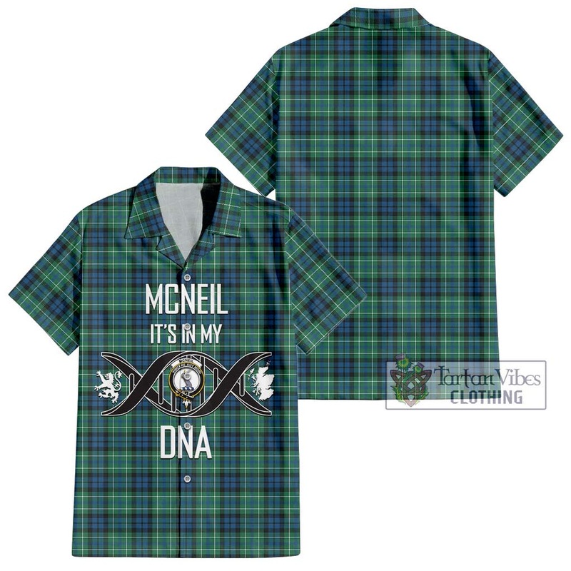 McNeil of Colonsay Ancient Tartan Short Sleeve Button Shirt with Family Crest DNA In Me Style