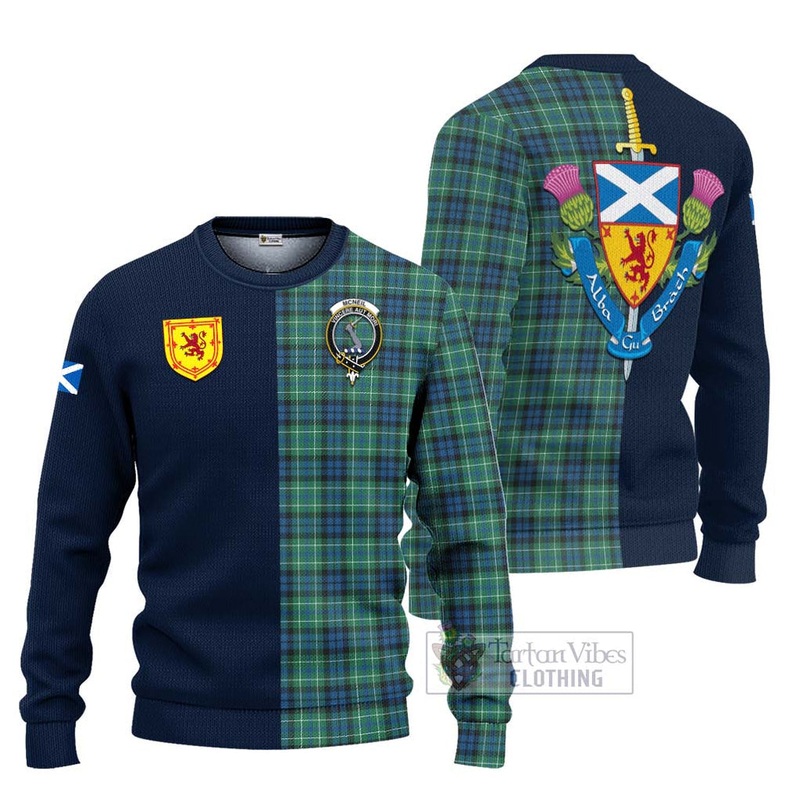 McNeil of Colonsay Ancient Tartan Ugly Sweater with Scottish Lion Royal Arm Half Style