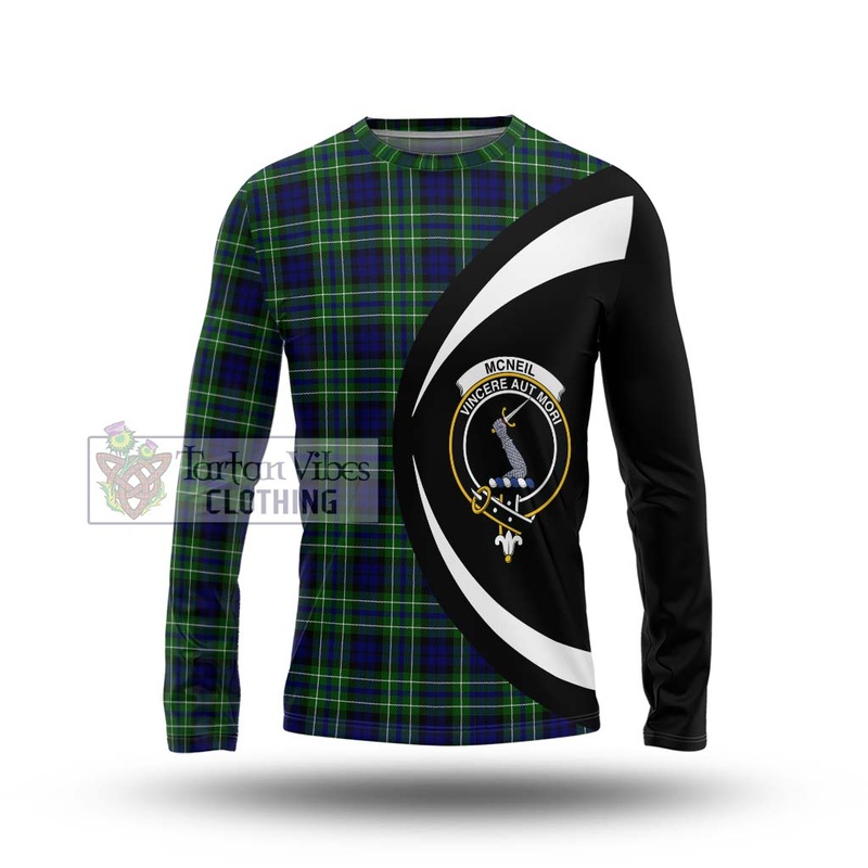 McNeil of Colonsay Modern Tartan Long Sleeve T-Shirt with Family Crest Circle Style