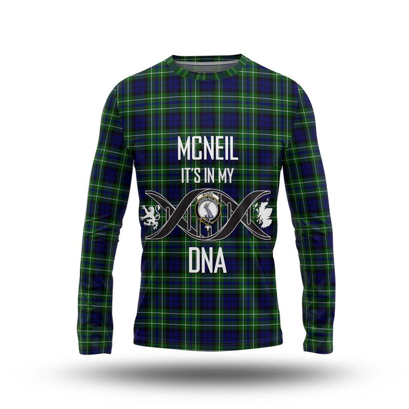 McNeil of Colonsay Modern Tartan Long Sleeve T-Shirt with Family Crest DNA In Me Style