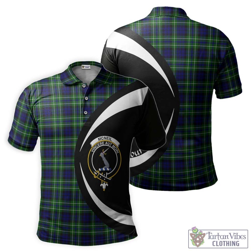 McNeil of Colonsay Modern Tartan Men's Polo Shirt with Family Crest Circle Style