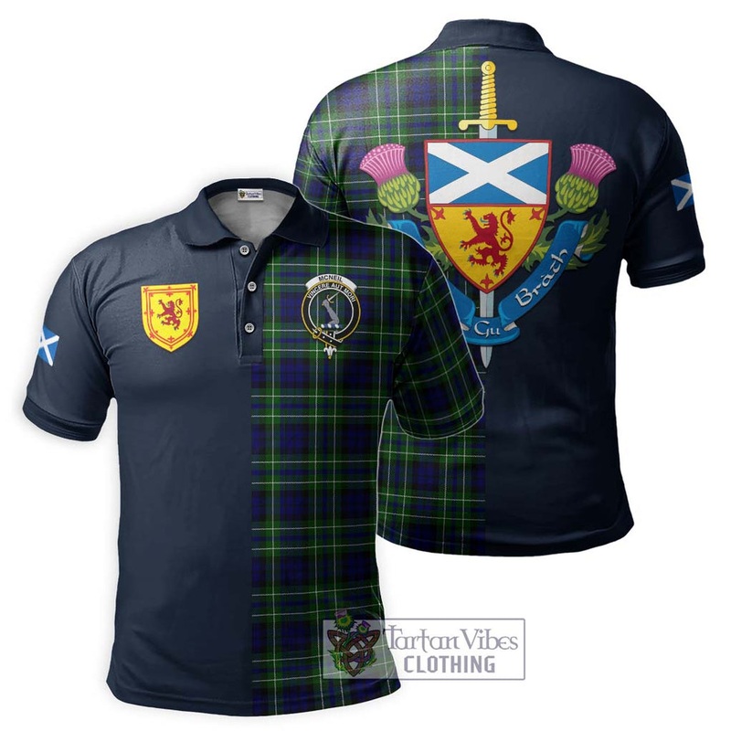 McNeil of Colonsay Modern Tartan Polo Shirt Alba with Scottish Lion Royal Arm Half Style