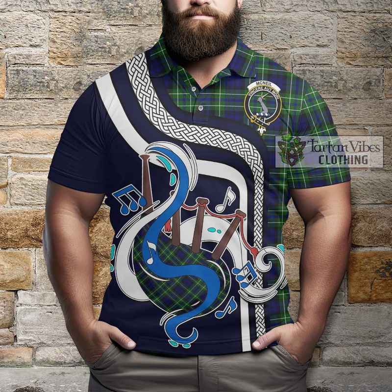 McNeil of Colonsay Modern Tartan Polo Shirt with Epic Bagpipe Style
