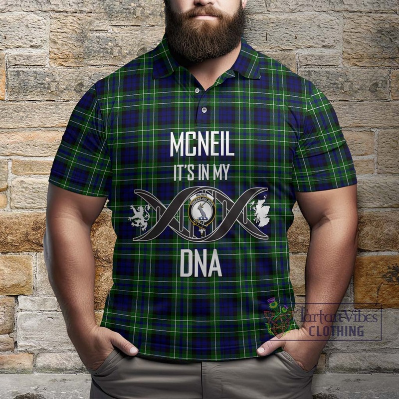 McNeil of Colonsay Modern Tartan Polo Shirt with Family Crest DNA In Me Style