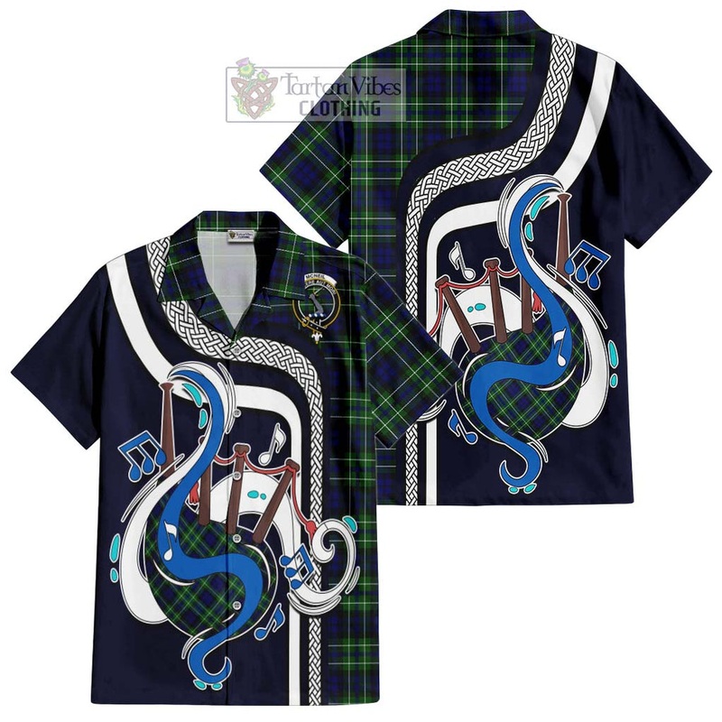McNeil of Colonsay Modern Tartan Short Sleeve Button Shirt with Epic Bagpipe Style