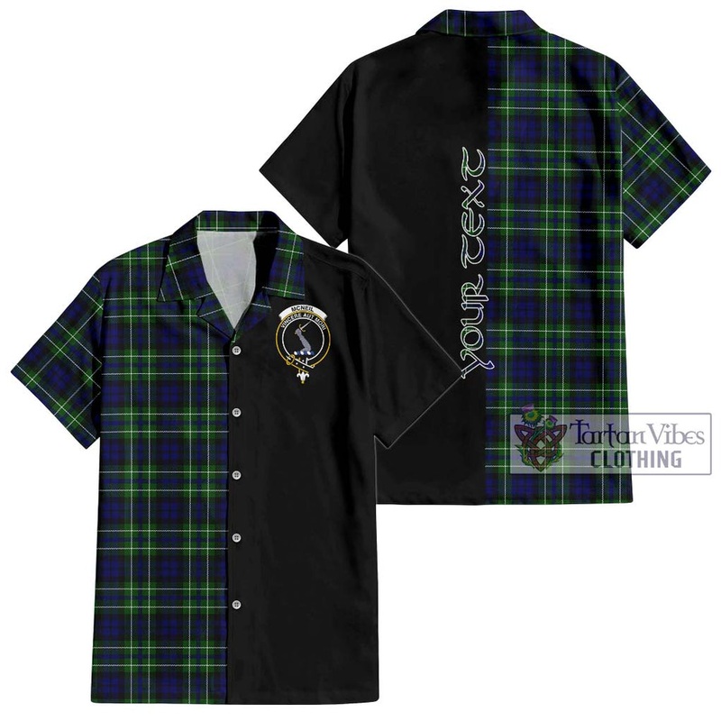 McNeil of Colonsay Modern Tartan Short Sleeve Button Shirt with Family Crest and Half Of Me Style