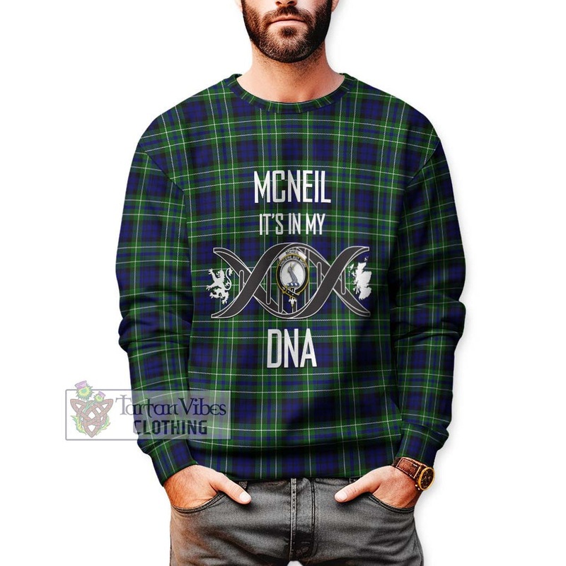 McNeil of Colonsay Modern Tartan Sweatshirt with Family Crest DNA In Me Style