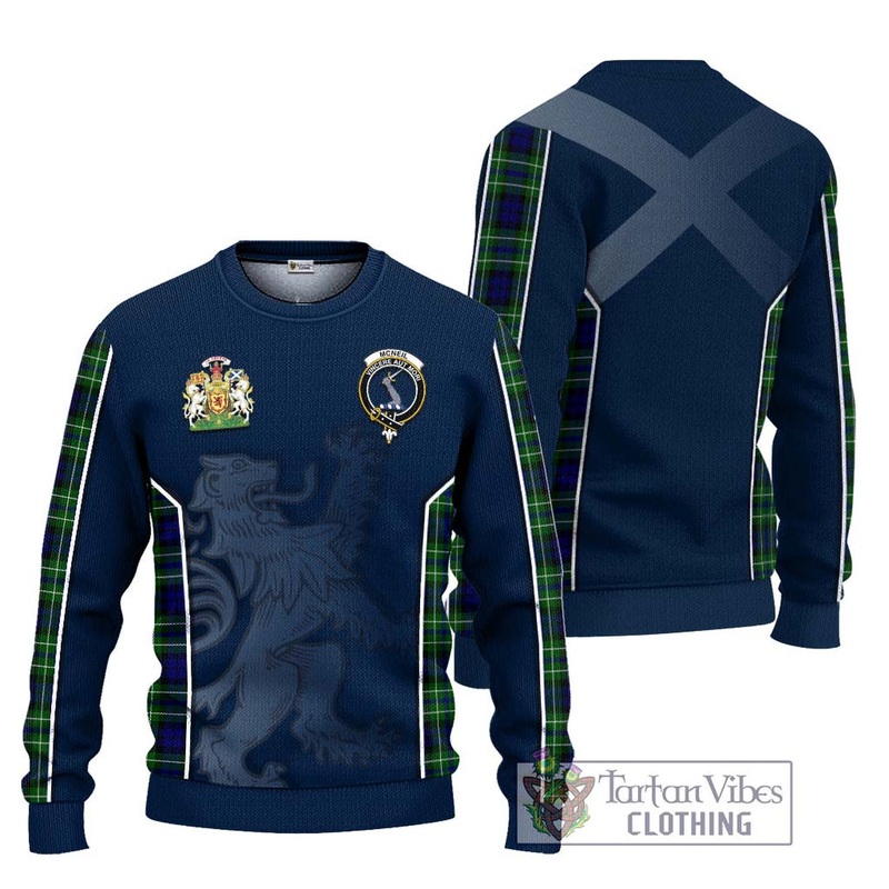 McNeil of Colonsay Modern Tartan Ugly Sweater with Family Crest and Lion Rampant Vibes Sport Style