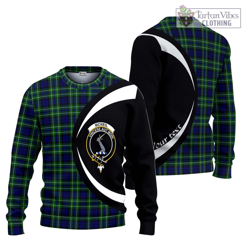 McNeil of Colonsay Modern Tartan Ugly Sweater with Family Crest Circle Style