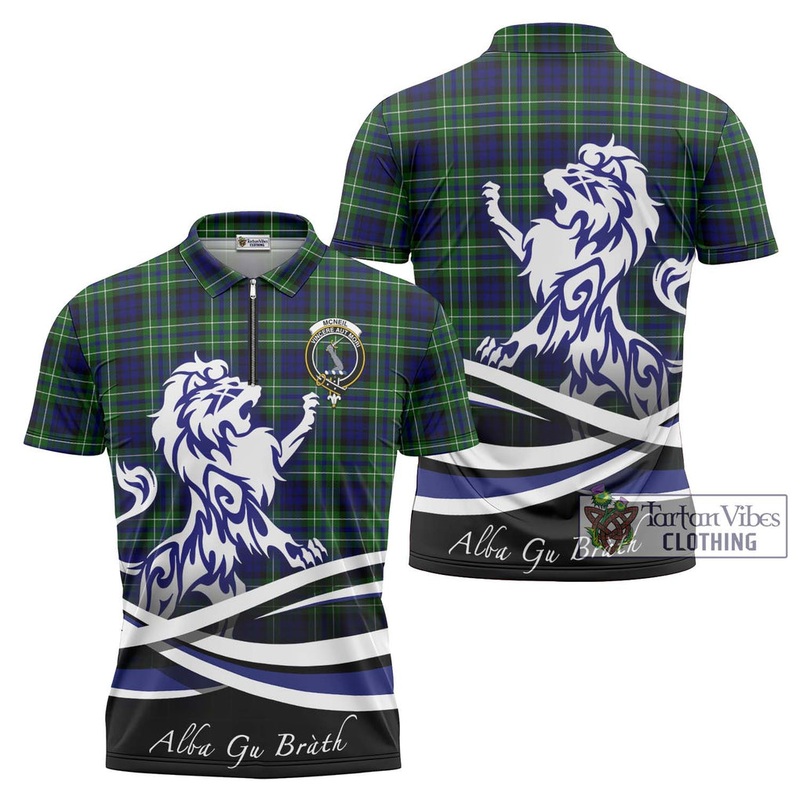 McNeil of Colonsay Modern Tartan Zipper Polo Shirt with Alba Gu Brath Regal Lion Emblem