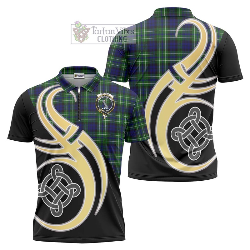 McNeil of Colonsay Modern Tartan Zipper Polo Shirt with Family Crest and Celtic Symbol Style