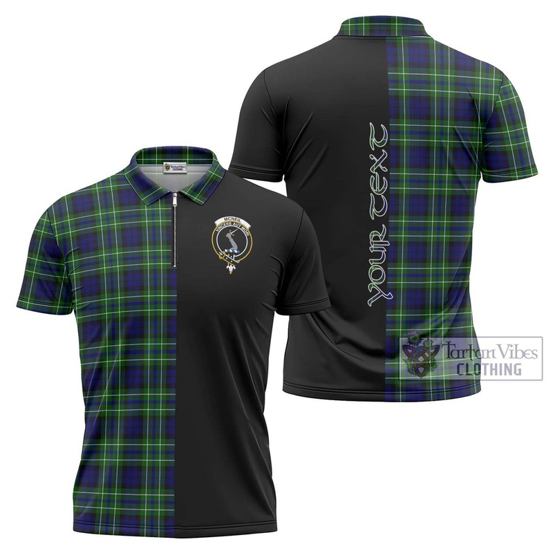 McNeil of Colonsay Modern Tartan Zipper Polo Shirt with Family Crest and Half Of Me Style
