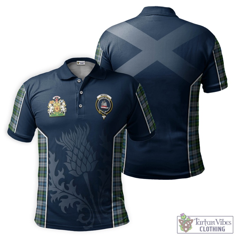 McNeil Dress Tartan Men's Polo Shirt with Family Crest and Scottish Thistle Vibes Sport Style