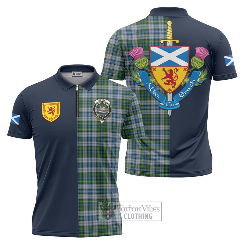 McNeil Dress Tartan Zipper Polo Shirt Alba with Scottish Lion Royal Arm Half Style
