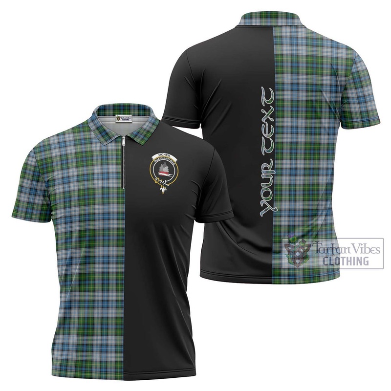 McNeil Dress Tartan Zipper Polo Shirt with Family Crest and Half Of Me Style