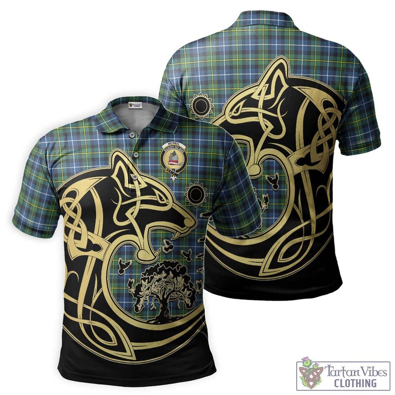 McNeil of Barra Ancient Tartan Polo Shirt with Family Crest Celtic Wolf Style