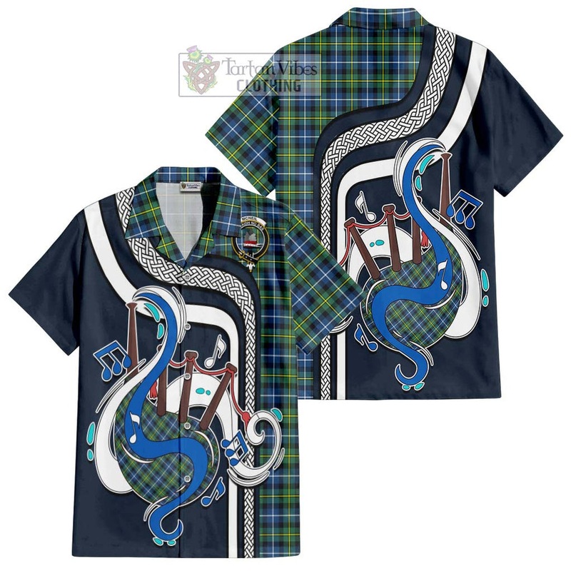 McNeil of Barra Ancient Tartan Short Sleeve Button Shirt with Epic Bagpipe Style