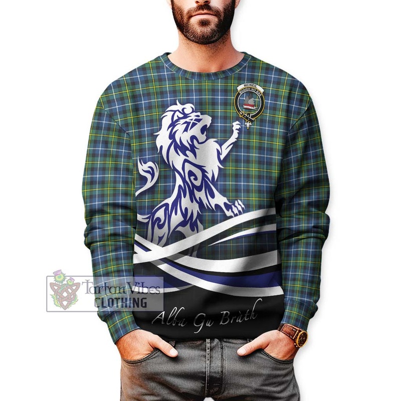 McNeil of Barra Ancient Tartan Sweatshirt with Alba Gu Brath Regal Lion Emblem