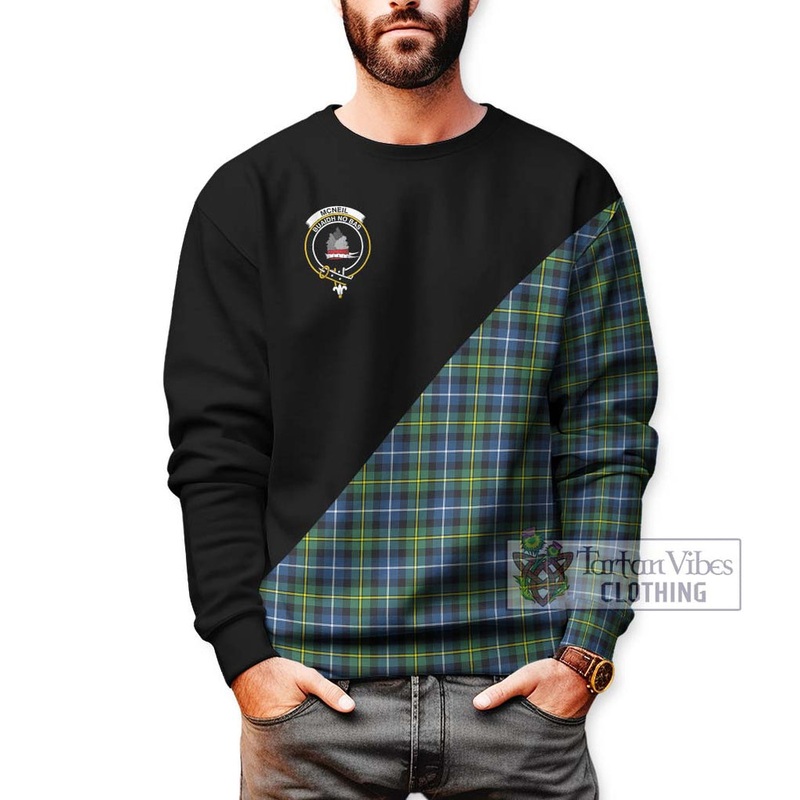 McNeil of Barra Ancient Tartan Sweatshirt with Family Crest and Military Logo Style