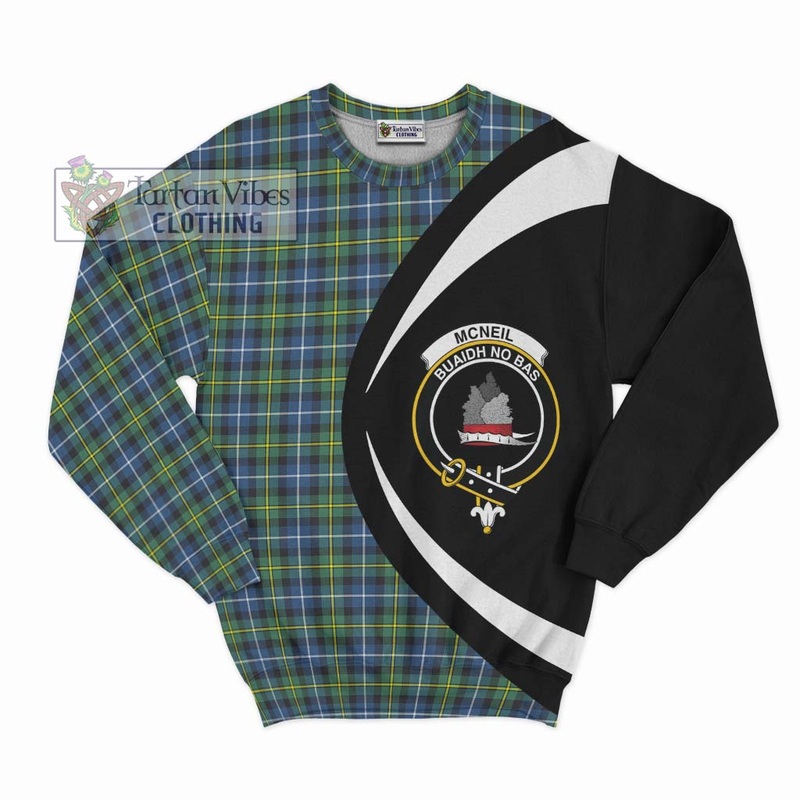 McNeil of Barra Ancient Tartan Sweatshirt with Family Crest Circle Style