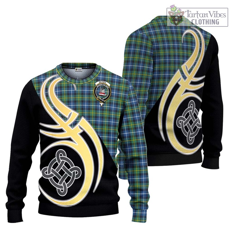 McNeil of Barra Ancient Tartan Ugly Sweater with Family Crest and Celtic Symbol Style