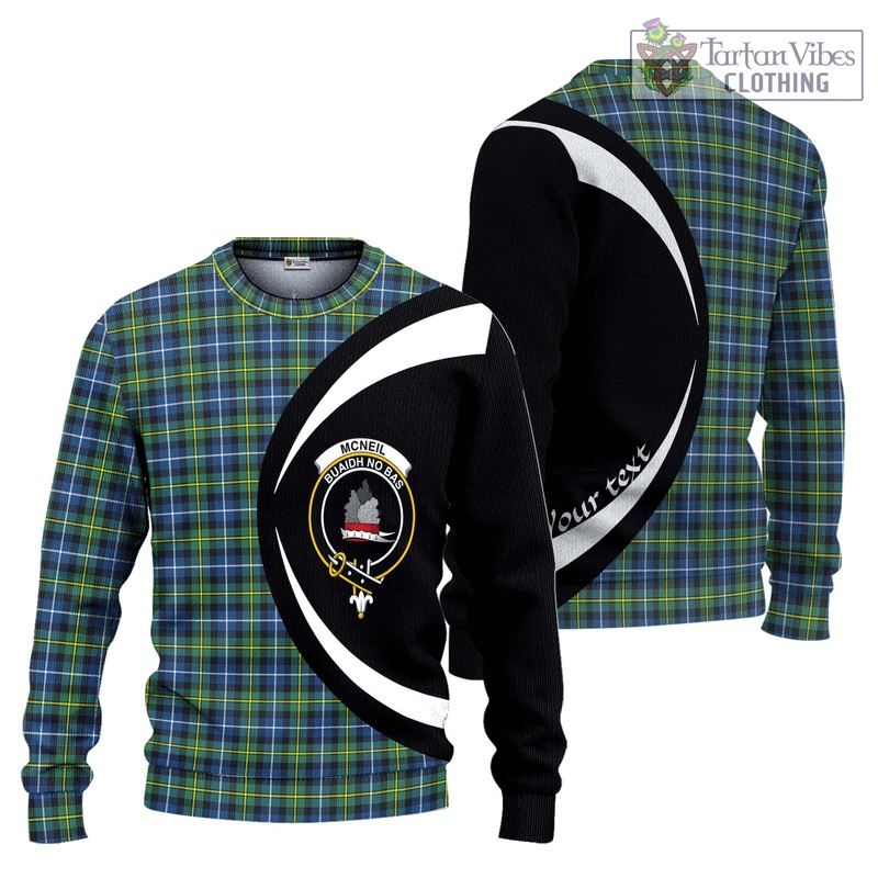 McNeil of Barra Ancient Tartan Ugly Sweater with Family Crest Circle Style