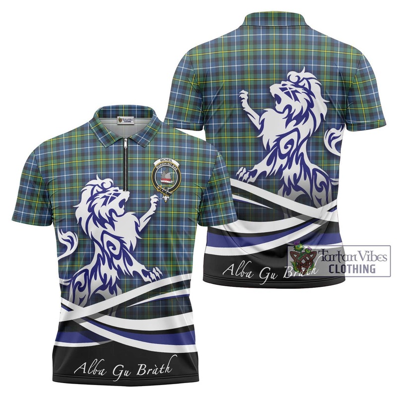 McNeil of Barra Ancient Tartan Zipper Polo Shirt with Alba Gu Brath Regal Lion Emblem