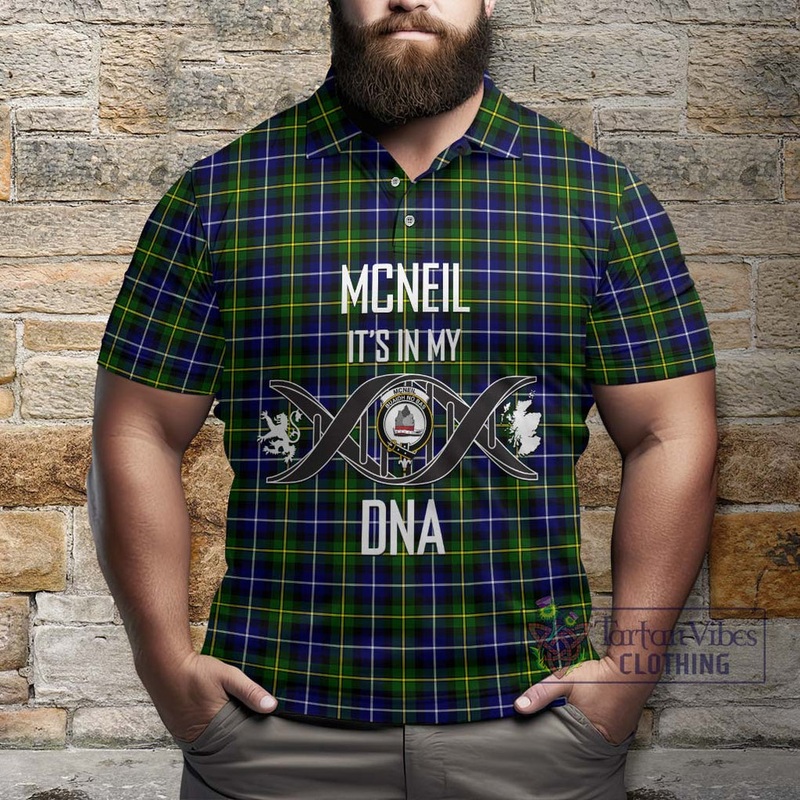 McNeil of Barra Modern Tartan Polo Shirt with Family Crest DNA In Me Style